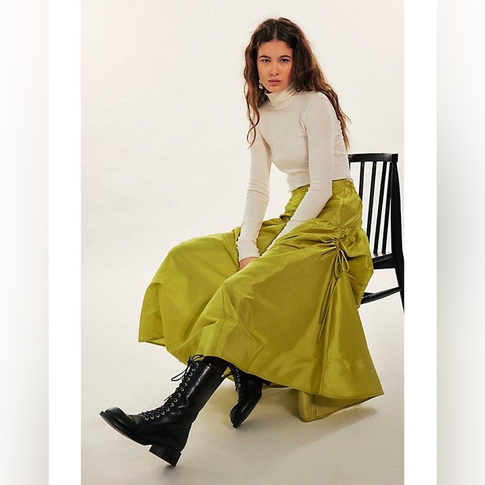 Free People Lime Green Chartreuse Maxi Skirt